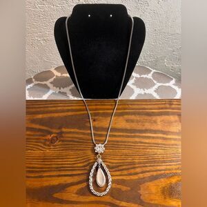 Brighton Silver Teardrop Necklace with lovely clear stone braided teardrop